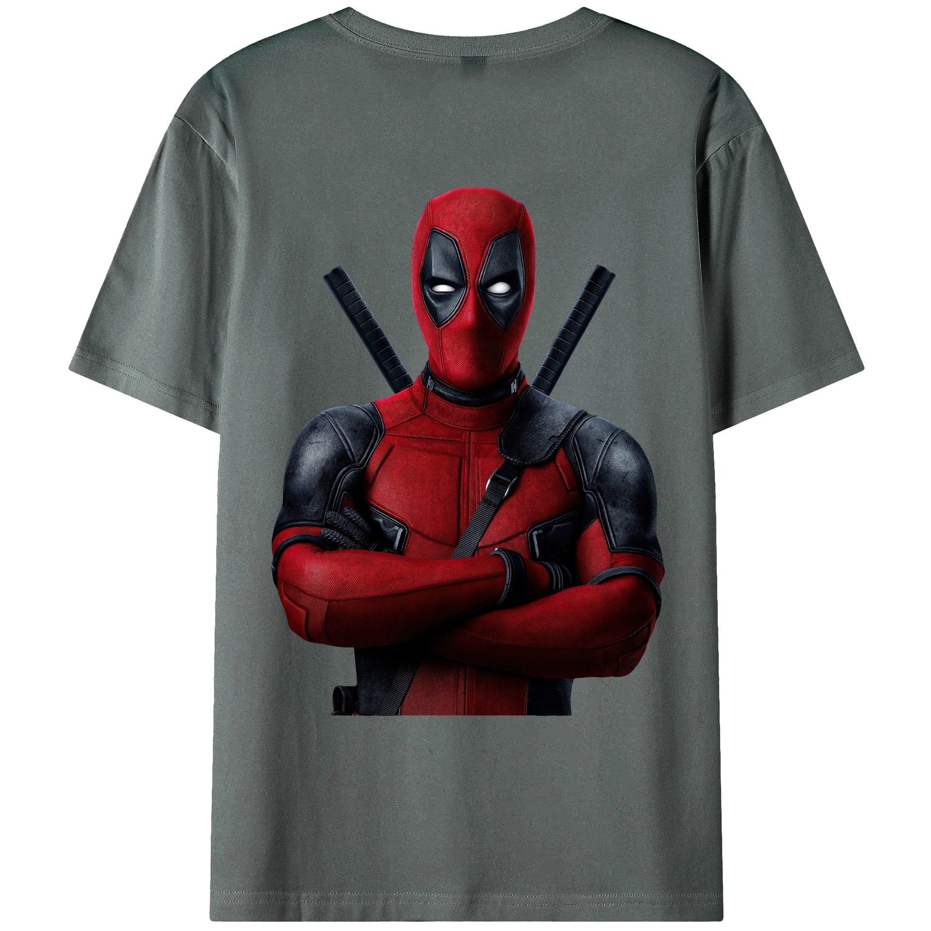 （画像用） Deadpool デッドプール 綿100％ メンズ半袖Tシャツ（バックプリント） 通気性